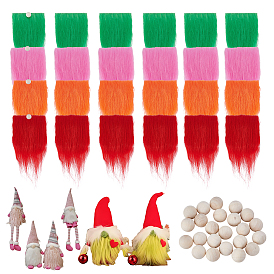 24шт. 4 цвета полиэстеровые бороды, с деревянными бусинами 24 шт.