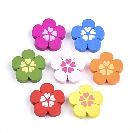 Childrens Day Gift Ideas Dyed 20mm Wide About 19mm Long Lead Free 5mm Thick Hole: 2mm 1 Box, Mixed Shape Pandahall 50 Pcs Mixed Color Wood Flower Beads