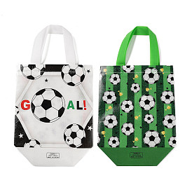 Football Printed Non-Woven Waterproof Tote Bags, Heavy Duty Storage Reusable Shopping Bags, Rectangle