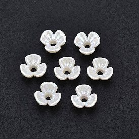 3 - capsules en plastique imitation perle, de couleur plaquée ab , fleur