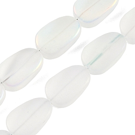 Стеклянные бусины с гальваническим покрытием , матовые, овальные