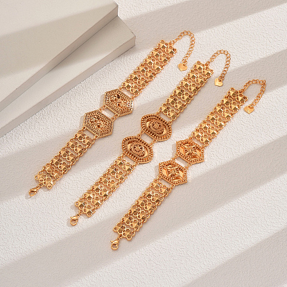 Старинные латунные браслеты в римском стиле, браслеты с геометрическим дизайном для женщин