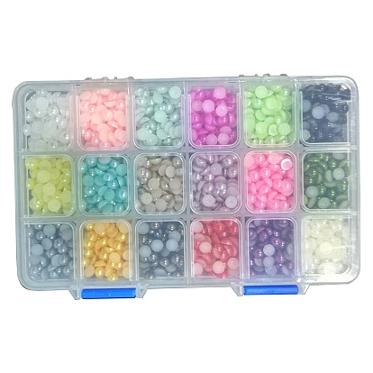 ABS Plastic Cabochons, Imitation Pearl, Half Round