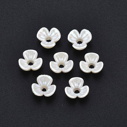 3 - capsules en plastique imitation perle, de couleur plaquée ab , fleur