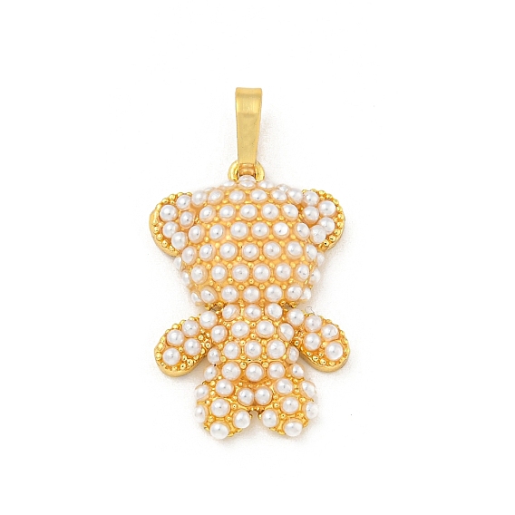 Стойки обшивки латунные подвески, с abs имитационными жемчужными бусинами , долговечный, без кадмия и без свинца, медведь