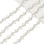 1 Yard Crystal Rhinestone Cup Chains with Plastic Pearl Beaded, Brass Twist Wave Strass Chains, for Wedding Dress
