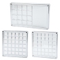 3pcs 3 styles Boîtes de rangement transparentes en acrylique quadrillé avec couvercle magnétique pour perles de coquillage en vrac, Rectangle et carré