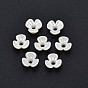 3-Petal ABS Plastic Imitation Pearl Bead Caps, AB Color Plated, Flower
