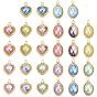 28Pcs 14 Style Rack Plating Alloy Pendants, with Porcelain and ABS Plastic Imitation Pearl, Long-Lasting Plated, Golden, Oval & Heart
