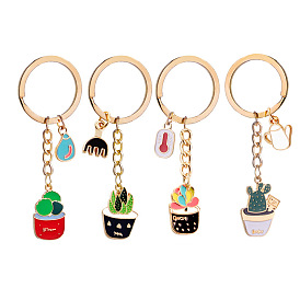 Creative Western Style Succulent Cactus Keychain Zinc Alloy Oil Pendant