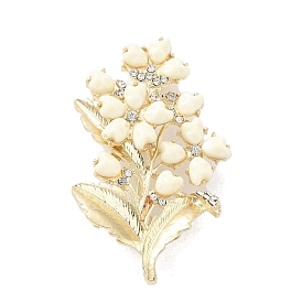 Flower with Heart Alloy Resin Brooch for Women