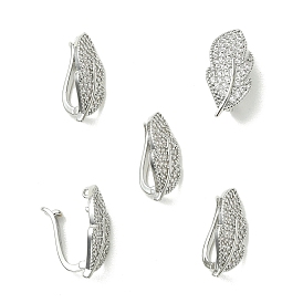 Sujetadores Shegrace con microincrustaciones de circonitas cúbicas transparentes y cierres a presión., encantos de la hoja, sin cadmio, plomo, níquel