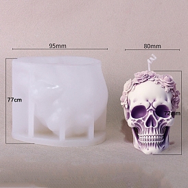 3D Halloween Skull DIY Silicone Statue Candle Molds, Aromatherapy Candle Moulds, Portrait Sculpture Scented Candle Making Molds
