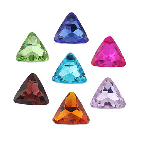 Glass Pointed Back Rhinestone Cabochons, Faceted Triangle