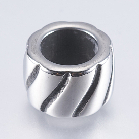 304 Stainless Steel Beads, Large Hole Beads, Column