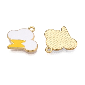 Rack Plating Alloy Enamel Pendants, Cadmium Free & Nickel Free & Lead Free, Light Gold, Cloud with Lightning Bolt Charm