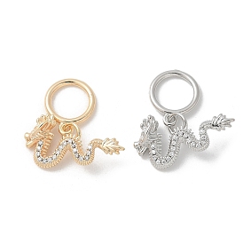 Латунные микро-паве прозрачные кубические цирконии дракон европейские подвески-шармы, Подвески с большими отверстиями