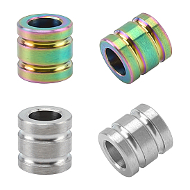 4шт. 2 цвета, парашютный трос из титанового сплава, европейские бусины, бусины с большим отверстием, рифленая колонна