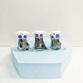 Handmade Lampwork Miniature Owl Ornaments, Micro Landscape Home Dollhouse Accessories, Pretending Prop Decorations