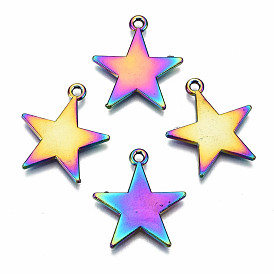Rainbow Color Alloy Pendants, Cadmium Free & Lead Free, Star
