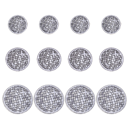 12 шт. 3 стили полиэстеровые заплатки для пришивания и утюжки, термоклей, аппликации из ткани, форма диско-шара