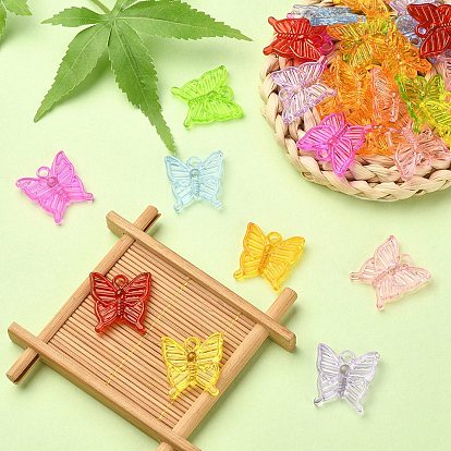 50G Transparent Acrylic Pendants, Butterfly Charm