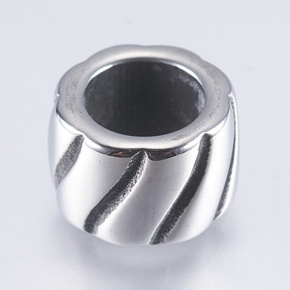 304 Stainless Steel Beads, Large Hole Beads, Column
