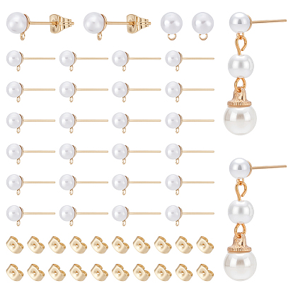 150 шт железные серьги-гвоздики, с акриловыми бусинами, имитирующими жемчуг, и петлей, 150 шт. 304 гайки ушные из нержавеющей стали