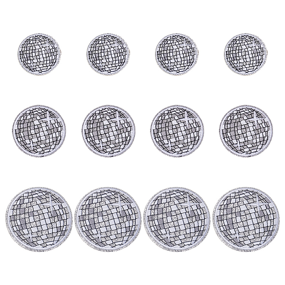 12 шт. 3 стили полиэстеровые заплатки для пришивания и утюжки, термоклей, аппликации из ткани, форма диско-шара