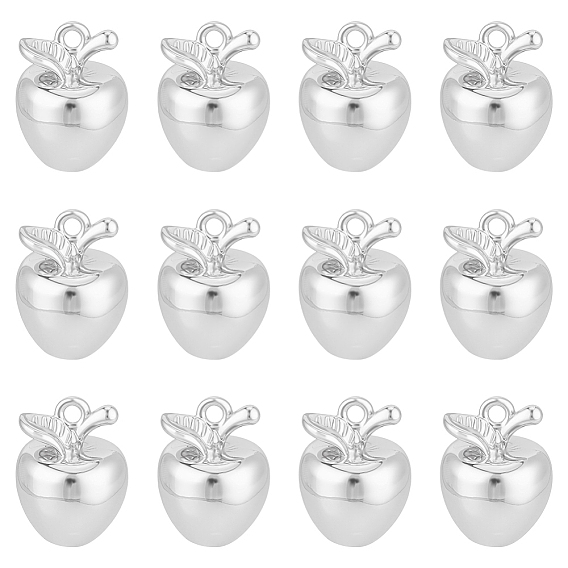 12Pcs Brass Charms, 3D Apple Shape
