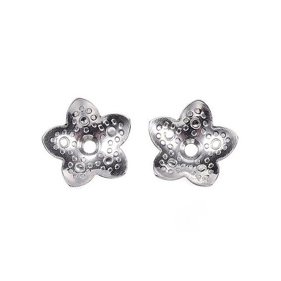 201 Stainless Steel Bead Caps, Flower, 5-Petal