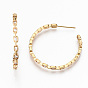 Brass Micro Pave Clear Cubic Zirconia Half Hoop Earrings, Stud Earring, Cable Chain Shape, Nickel Free