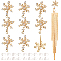 10Pcs Brass Cubic Zirconia Stud Earring Findings, with 925 Sterling Silver Pins and Horizontal Loops, Nickel Free, Snowflake, with 30Pcs Plastic Ear Nuts