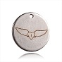 Spray Painted 201 201 Stainless Steel Pendants, Flat Round with Mixed Pattern, 20x1mm, Hole: 1mm