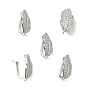 SHEGRACE Bras Micro Pave Clear Cubic Zirconia Snap Clasps, Leaf Charms, Cadmium Free &  Lead Free & Nickel Free