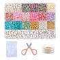 DIY Polymer Clay Beads Bracelet Making Kits, Including Dis Polymer Clay Beads, CCB Plastic & Brass & Acrylic Beads, Scissors and Elastic Thread