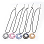 Colliers tissés en raphia, avec cordon en cuir de vachette et accessoires 304 en acier inoxydable, plat rond