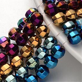 Electroplate Non-magnetic Synthetic Hematite Bead Strands, Faceted, Round, 10x10mm, Hole: 1mm, about 40pcs/strand, 15.7 inch