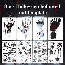 8 шт. трафареты для рисования отпечатков рук и ног домашних животных на Хэллоуин, с железными кольцами