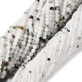 Бусины из натурального радужного лунного камня, граненые круглые