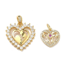 Латунные микро проложить кубического циркония подвески, сердце прелести, стойки покрытие, долговечный, без кадмия и без свинца, золотые