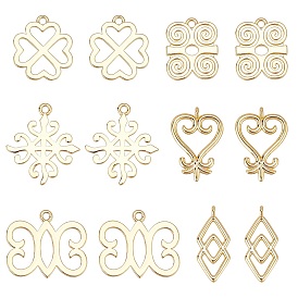 PANDAHALL ELITE 12Pcs 6 Style Brass Pendants, Long-Lasting Plated, Adinkra Symbols