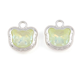Pendentifs en alliage et verre, breloques tête d'ours à facettes, argenterie, plaqué longue durée, crémaillère plaquage