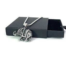 Винтажный кулон в виде слона из нержавеющей стали для женщин и мужчин