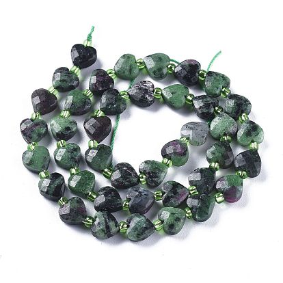 Natural Rudy in Zoisite Beads Strands, Faceted, Heart