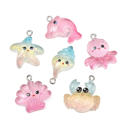 Подвески из прозрачной смолы на тему океана, с железной платиной петлей