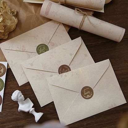 Retro Paper 6 Sheets Stationery Paper & 3Pcs Envelope Sets, Wedding Party Invitation Envelope, Rectangle