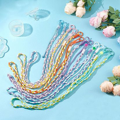 6 шт. 6 цвета полиэстер и спандекс шнуры веревки подвесные украшения, с пластиковыми пружинными запорными тросами и окрашенными распылением кольцами из сплава пружинных затворов