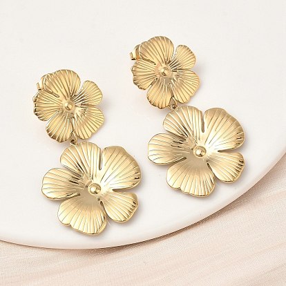 304 серьги-гвоздики в форме цветка из нержавеющей стали, ионное покрытие (ip)