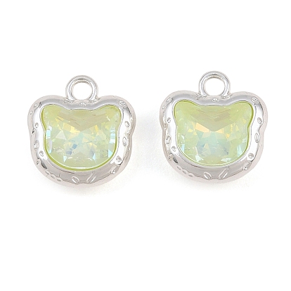 Pendentifs en alliage et verre, breloques tête d'ours à facettes, argenterie, plaqué longue durée, crémaillère plaquage